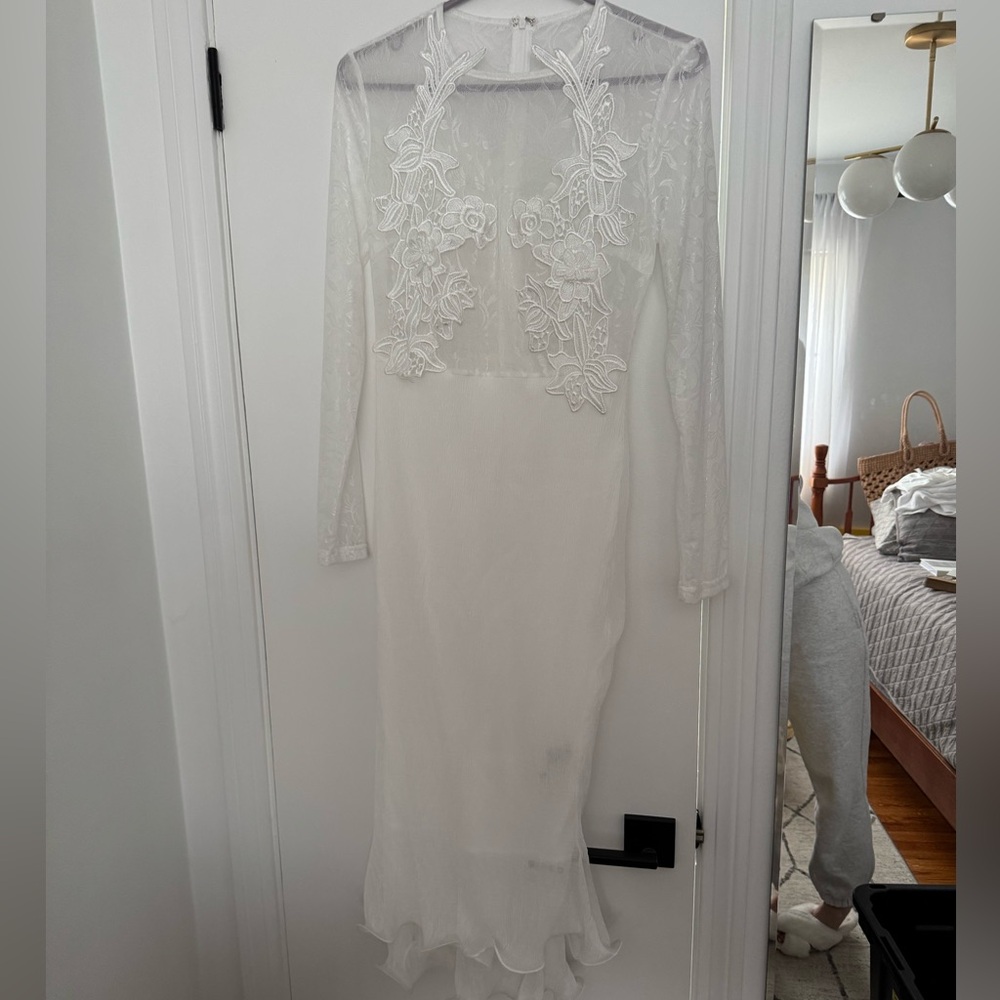 SOLD- NWT- White (See-Through Top) Dress